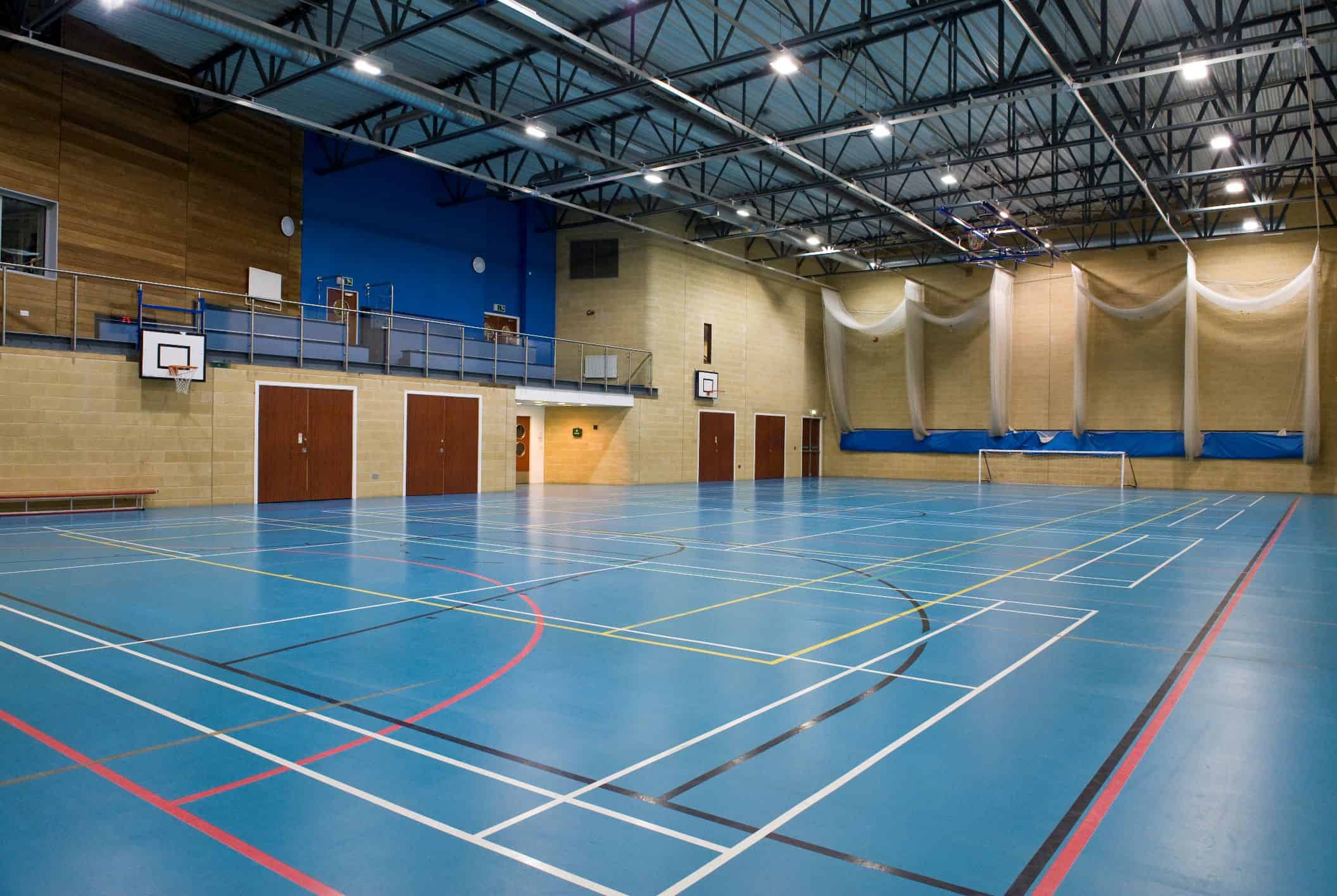 Sports Hall with blue flat surface