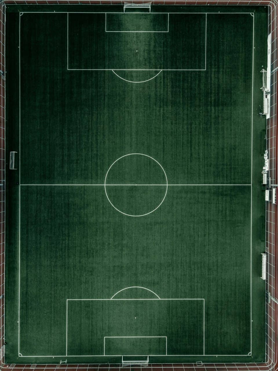 Vertical football stadium from an aerial view