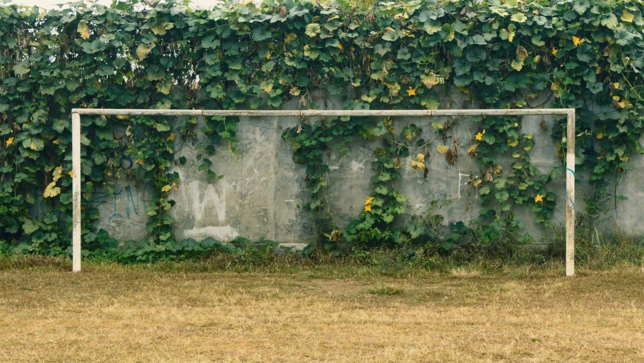 old goal post without a net